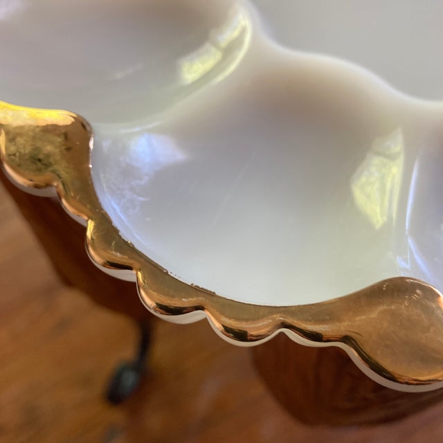 1950s Anchor Hocking Milk Glass With Gold Trim Egg Plate Chairish