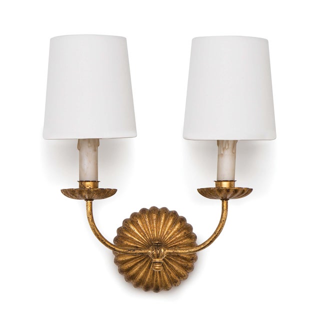 Regina Andrew Clove Sconce Double Antique Gold Leaf For Sale In Detroit - Image 6 of 6