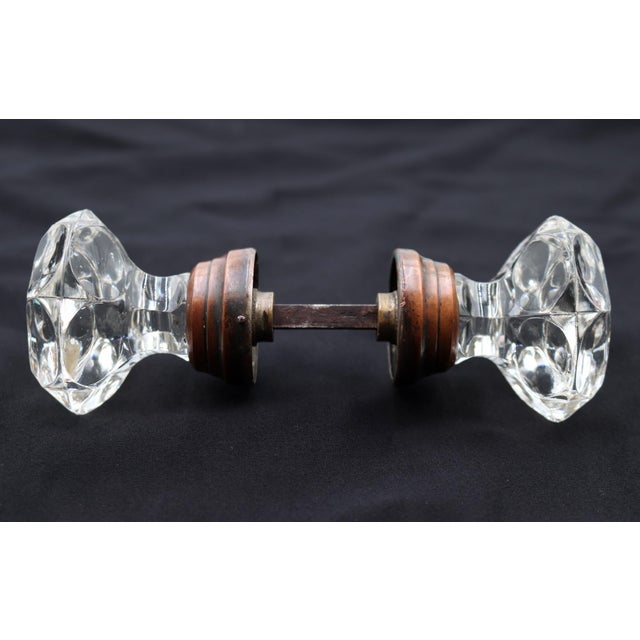 Traditional Antique Wide Shank Punted Clear Glass Door Knobs For Sale - Image 3 of 5