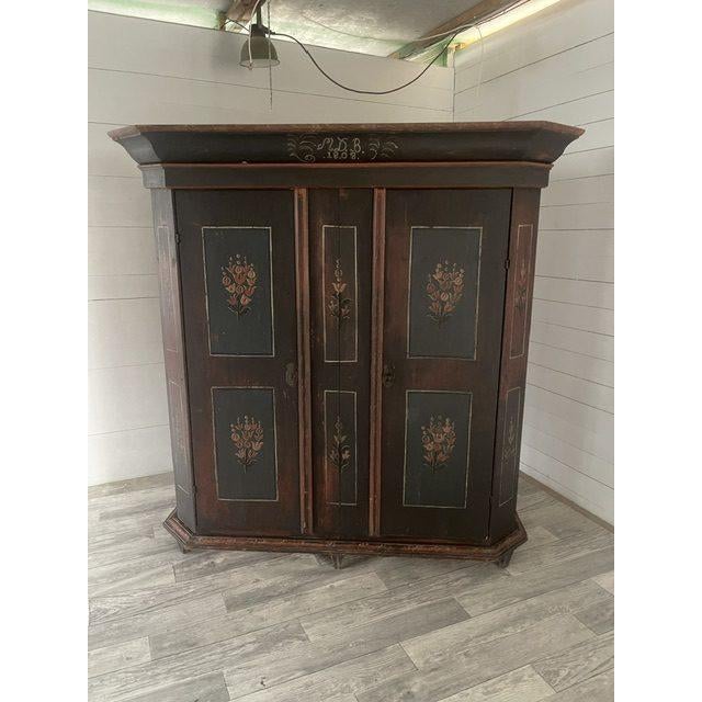 German Two Doors Barok Bauernbemahlt Closet, 1809 For Sale - Image 15 of 16