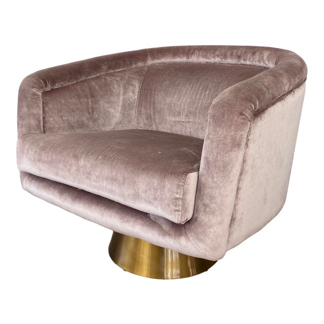 Jonathan Adler Swivel Barrel Chair - Como Champagne For Sale