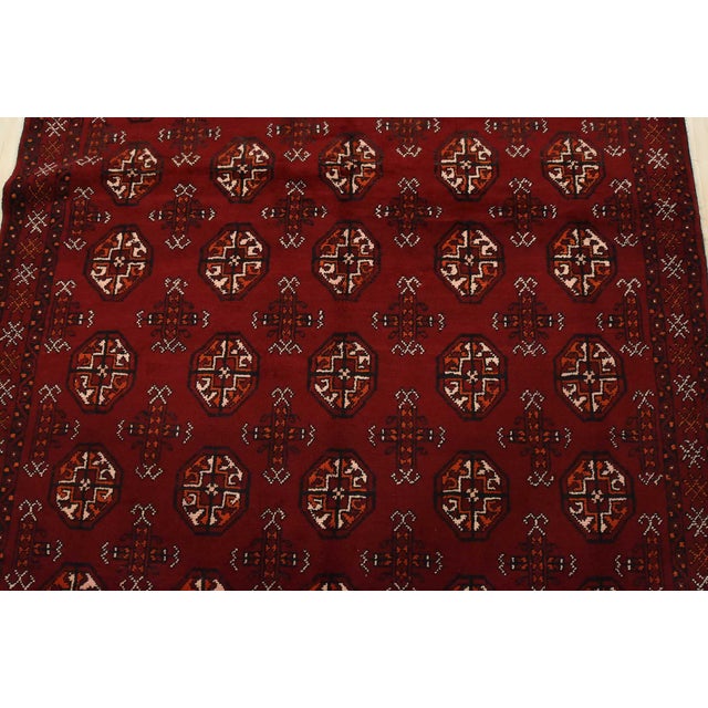 1990s Baloch Runner 4’11” X 14’9” Red Wool Vintage Tribal Hand-Knotted Oriental Rug For Sale - Image 5 of 14