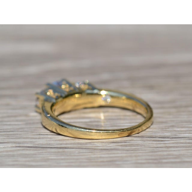 The Sunrise: Contemporary Three Stone Engagement Ring Set With Diamonds For Sale - Image 4 of 10