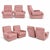 A striking pair of mid-century modular sofa armchairs, retailed by Heals, upholstered in a beautifully soft dusty pink...