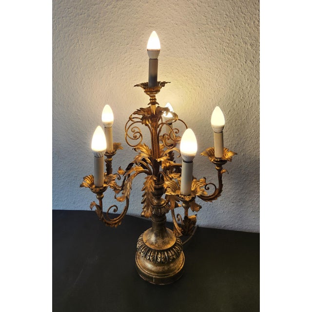 A highly decorative, beautiful, handmade, hand-forged, gold-plated florentine vintage floor lamp/bedside lamp/night...