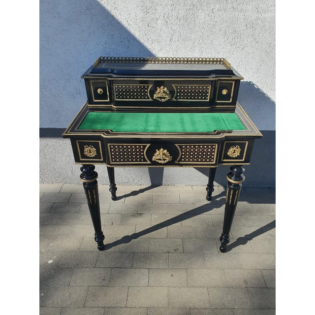 Wood Napoleon III Ebonized Ladys Writing Desk, 1860s For Sale - Image 7 of 12