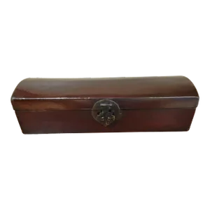 Antique Red Chinese Leather Scroll Box