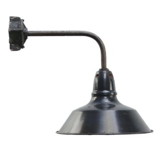 Vintage Industrial French Black & Dark Blue Enamel and Cast Iron Wall Lights For Sale