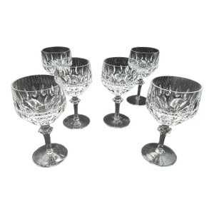 Vintage 1960s Set of 6 Patrizia by Nachtmann Bavarian Wine Water Cut Crystal Goblets Glasses