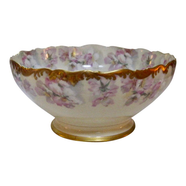 Antique French Limoges Hand Painted Floral Punch Bowl Chairish