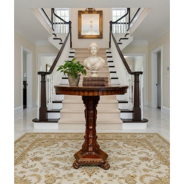 Victorian Antique Carved Pedestal Table Figural Base-Lion Paw Feet-Side-Accent-Victorian For Sale - Image 3 of 11