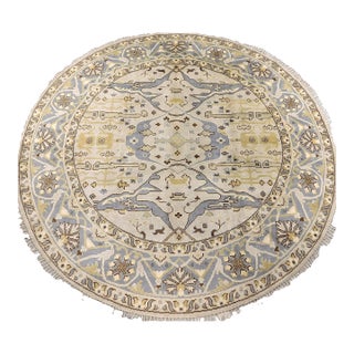 Vintage Round Hand Knotted Indo Oushak Rug. 10'x 10' For Sale