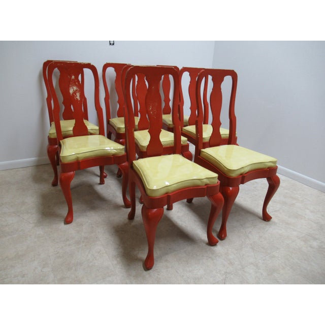Vintage Custom Chinese Chippendale Paint Distressed Dining Room Chairs - Set of 8 For Sale - Image 13 of 13
