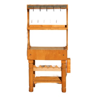 Vintage I. Magnin Solid Wood Butcher Block Baker’s Rack Kitchen Workbench For Sale