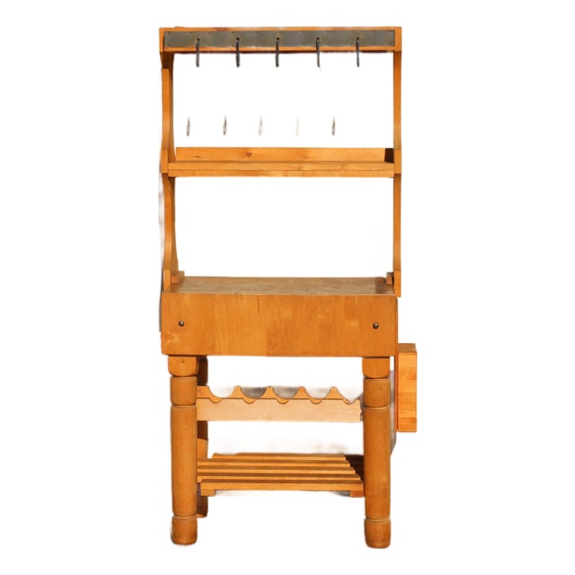 Vintage I. Magnin Solid Wood Butcher Block Baker’s Rack Kitchen Workbench For Sale