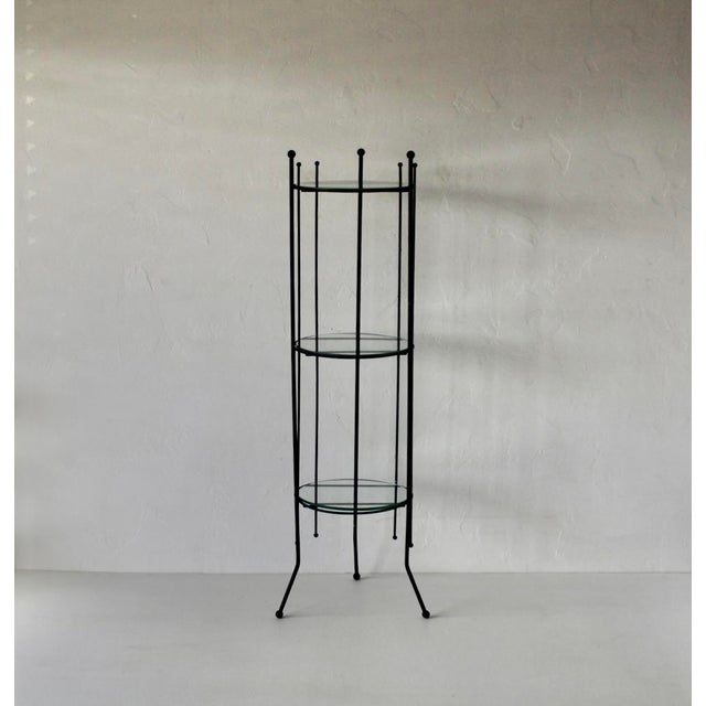 Black Vintage Black Painted Metal Glass Three Tier Narrow Etagere Mid Century For Sale - Image 8 of 18