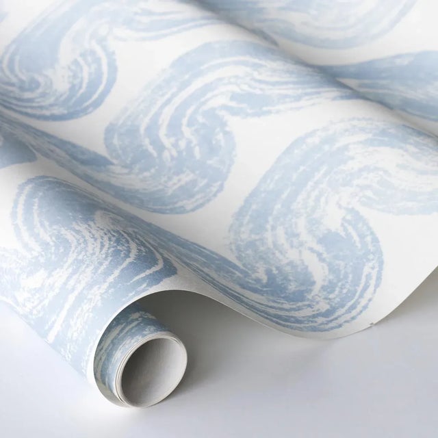 Schumacher Sample - Schumacher x BACKDROP 1975 Wallpaper in Soft Blue For Sale - Image 4 of 5
