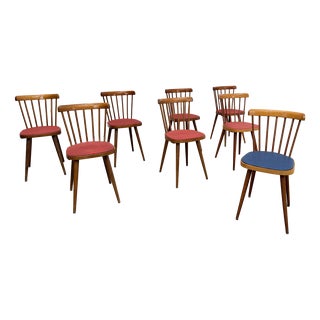 Chairs with Colorful Seats from Baumann, 1960s, Set of 8 For Sale