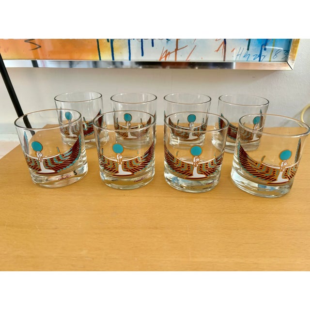 The Couroc Company Egyptian Motif Rocks Glasses - Set of 8 For Sale - Image 4 of 4