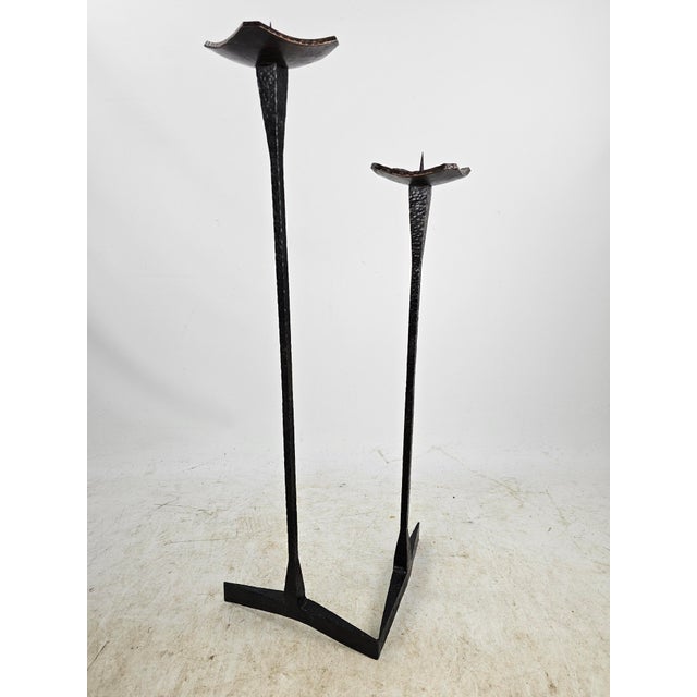 Brutalist Hammered Metal Double Candleholder, 1960s, in Flawless conditions. Designed 1960 to 1969