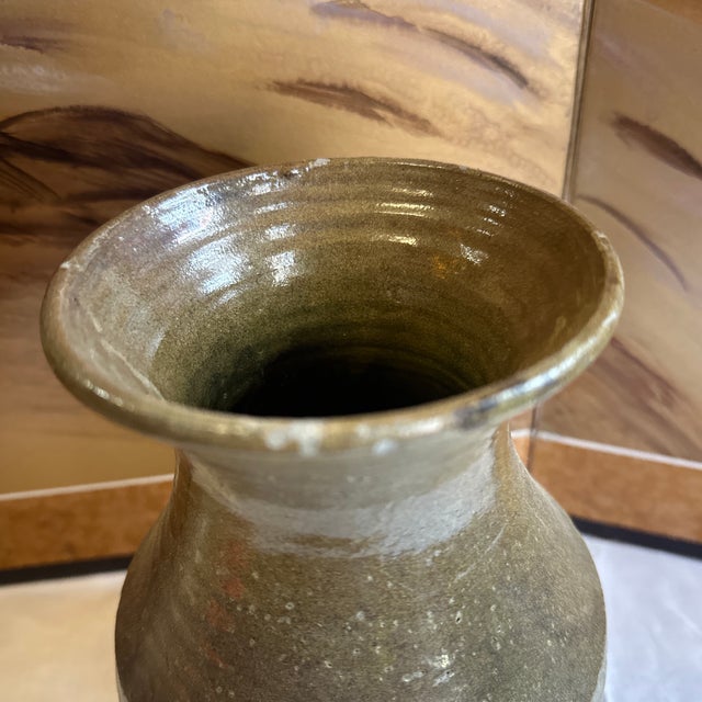 Vintage Hand Made Brown Ceramic Detailed Pottery Vase For Sale In Atlanta - Image 6 of 7