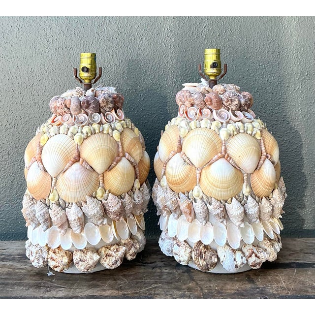 Vintage Shell Encrusted Lamps - A Pair For Sale - Image 12 of 12