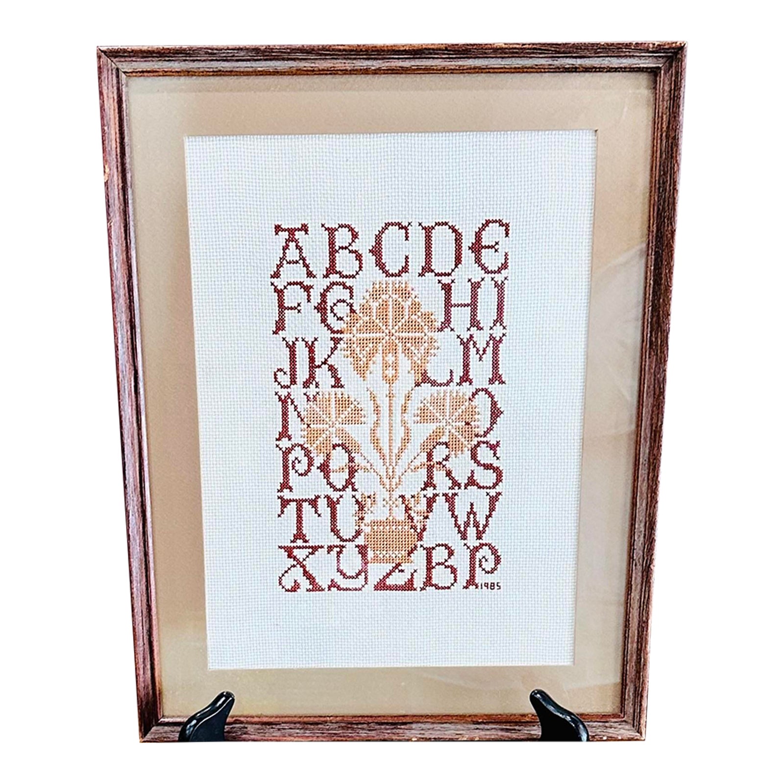 Vintage 1985 Abc Alphabet Needlepoint, Framed | Chairish