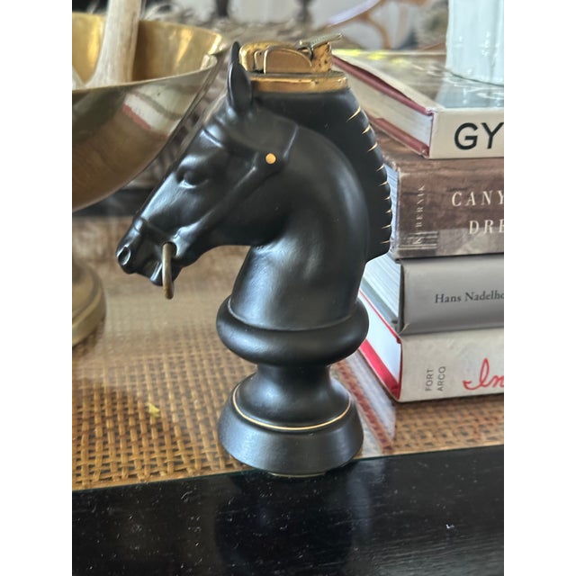 Mid-Century Modern Mid-Century Black Horse Head Table Lighter For Sale - Image 3 of 9
