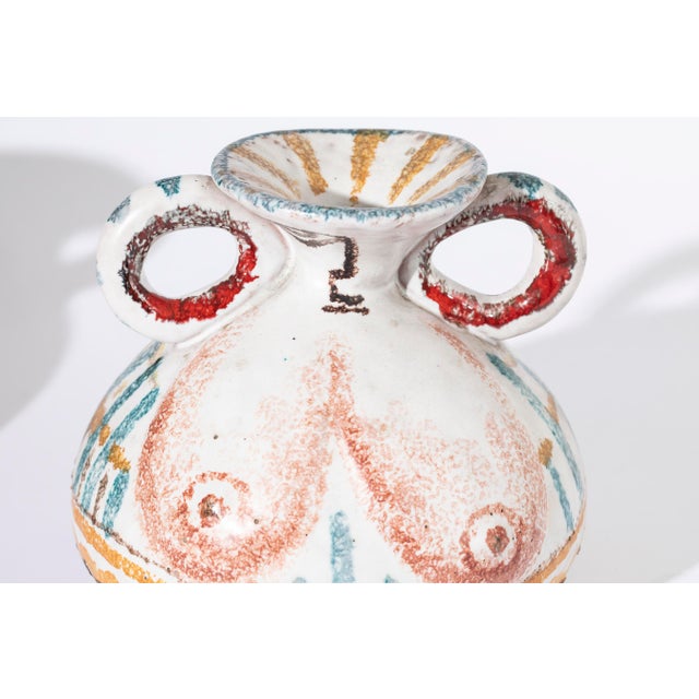 Pair of majolica vases, produced by the Aetruriae Ars kiln of Sesto Fiorentino, Florence, in the 1960s. They have rather...