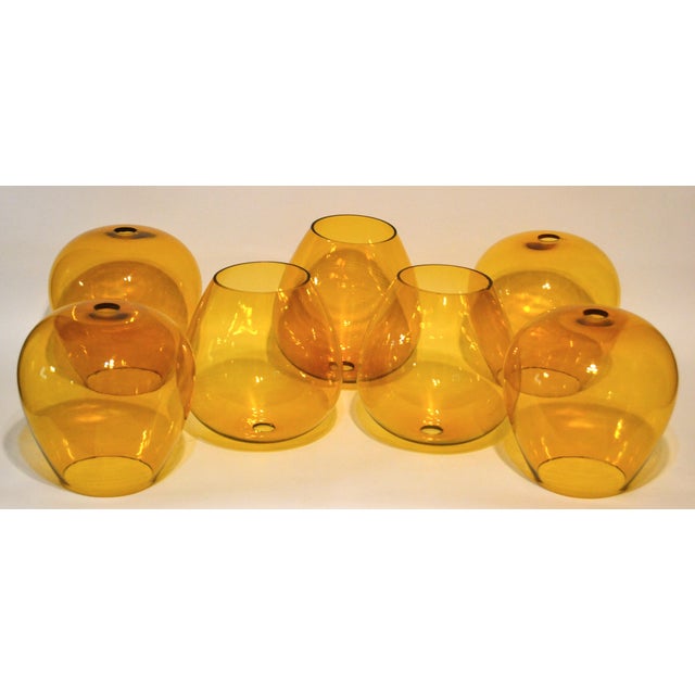 Amber Set of 9 Blown Art Glass Amber Gold Honey Color Lamp Chandelier Shades Italy 1970s For Sale - Image 8 of 10