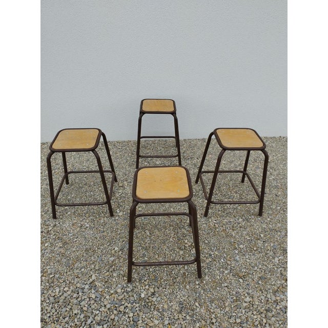 Vintage Industrial Stackable Bar Stools from Mullca, France, 1950s, Set of 4 For Sale - Image 12 of 18