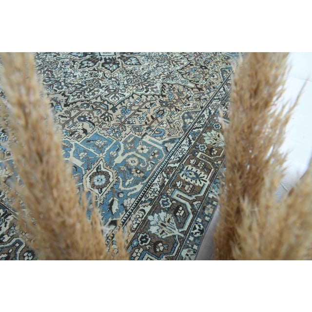 Coffee 1970s Vintage Persian Handmade Wool Cotton Light Brown Area Rug For Sale - Image 8 of 11