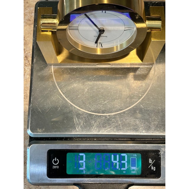 Tiffany & Co. Swiss Brass Modernist Desk Clock – Recently Serviced by Tiffany – Receipt Included For Sale - Image 11 of 12