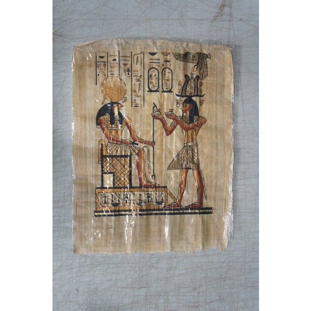 Late 20th Century Vintage Egyptian Revival Mythical Souvenir Papyrus Painting Art - Set of 18 For Sale - Image 18 of 18