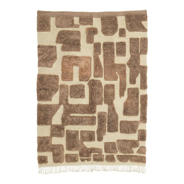 Abstract Mosaic Hand-Knotted Wool Rug | 9'6" X 6'9" | One of a Kind For Sale