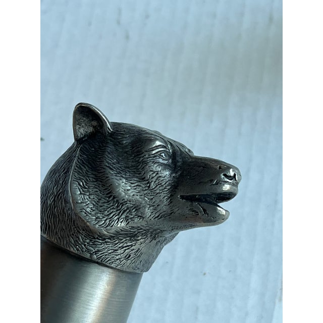 Figurative 1990s Traditional Pewter Bear Head Stirrup Cups - a Pair For Sale - Image 3 of 6