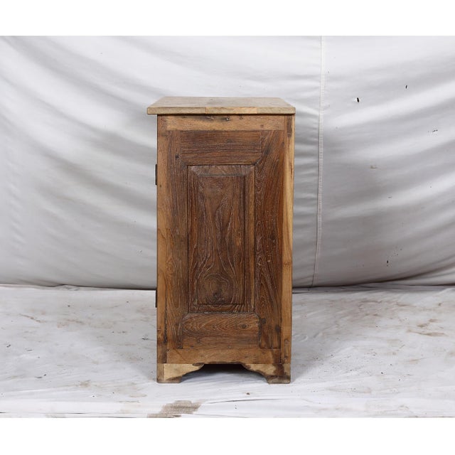 Two-Door Nightstand Made From Antique Indian Teakwood Architectural Elements For Sale - Image 4 of 7