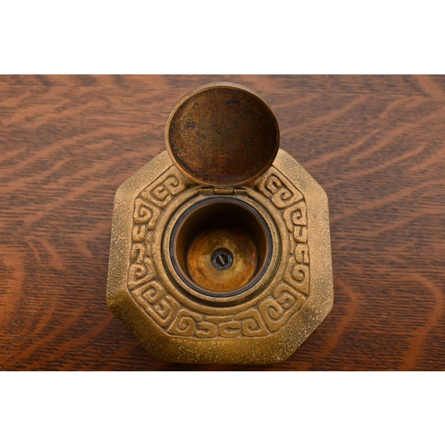 Tiffany Studios New York Zodiac Bronze Doré Inkwell For Sale In South Bend - Image 6 of 12