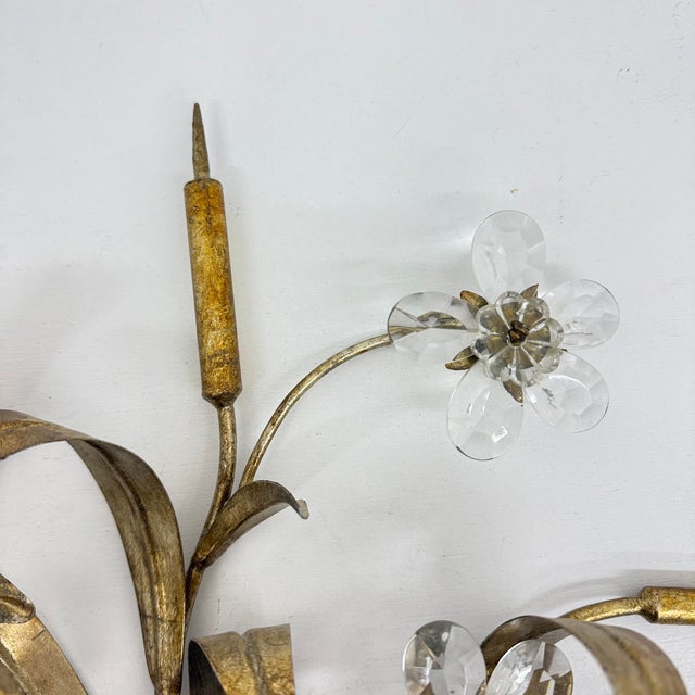 Mid-Century Crystal Flower Bouquet Wall Sconce in the style of Banci, 1970s For Sale - Image 15 of 18