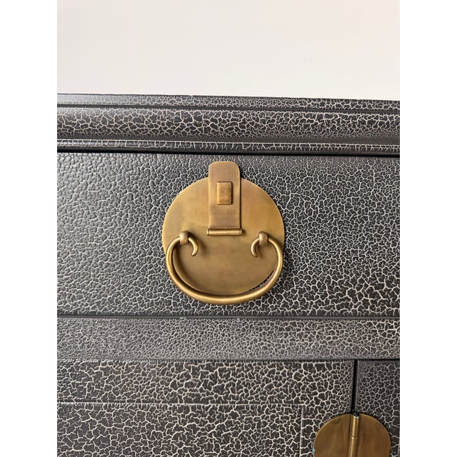 Baker Furniture Ming Style Crackle Finish Sideboard With Brass Handles For Sale - Image 10 of 18