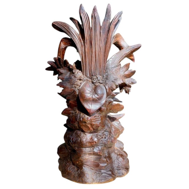 Black Forest Vase with Flowers and Four Birds, 1890s For Sale - Image 10 of 11