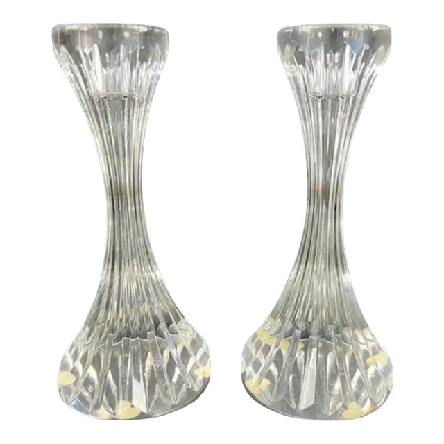 Baccarat Massena Art Deco Style Crystal Candlestick or Candleholder , a Pair For Sale