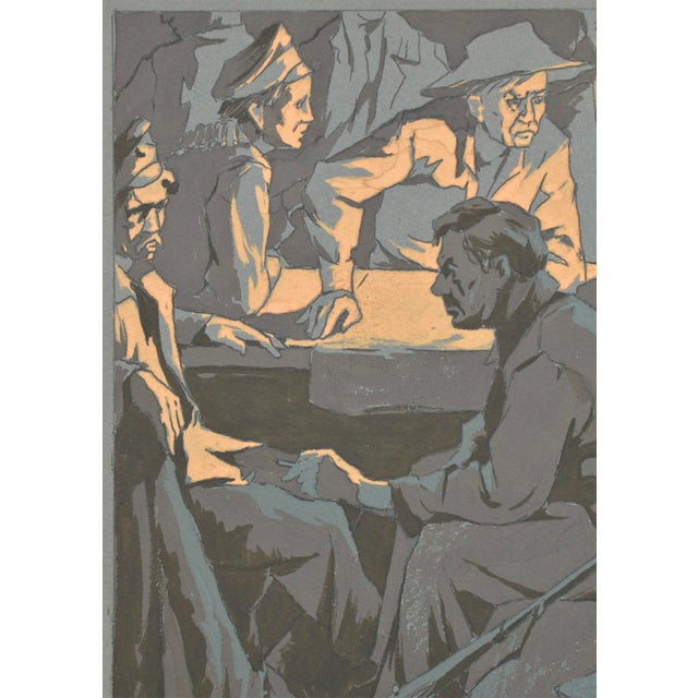 Albert Goltjakov, Discussion, 1958, Mixed Media on Paper, in Good conditions. Designed 1950 to 1959 I have official proof...