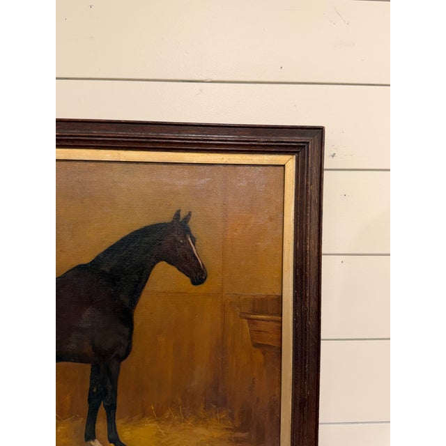 Textile 19th Century Equestrian Oil on Canvas For Sale - Image 7 of 8