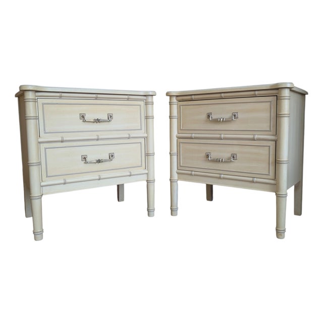 Vintage Henry Link Bali Hai Faux Bamboo Nightstands, Pair of 2, Original Finish For Sale