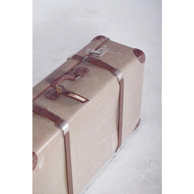 Beige Mid-Century Modern Travelling Bag with Leather, 1950s For Sale - Image 8 of 13