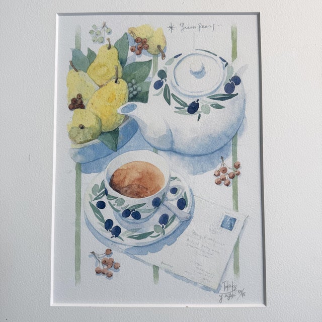 Japanese limited edition giclée art print by takako y. Miyoshi, depicting a refined still life with a teapot and cup,...