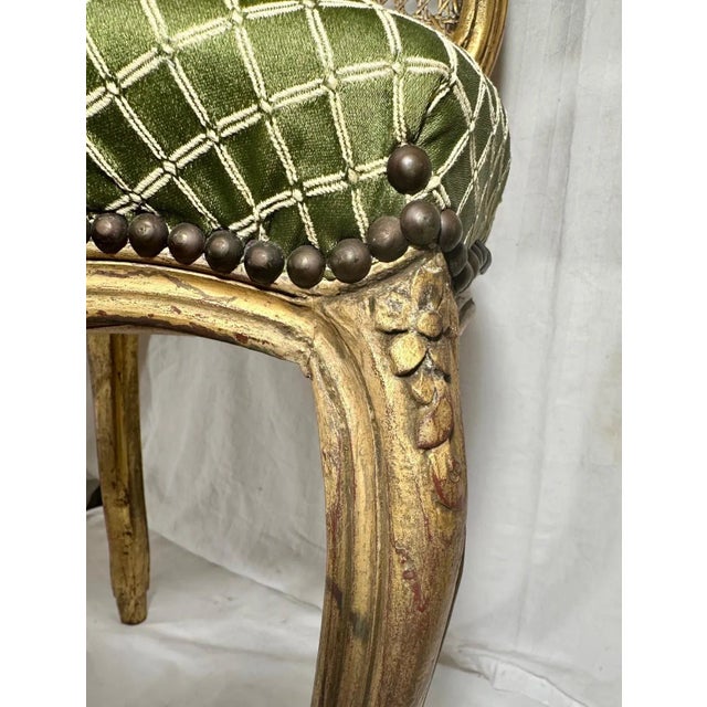 Rococo Style Giltwood Cane Chair With Upholstered Seat, Side Chair For Sale - Image 10 of 12
