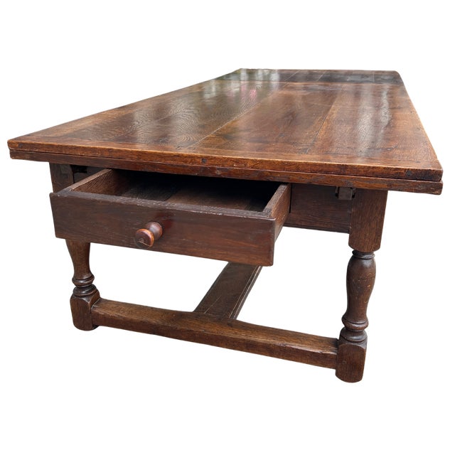 19th Century English Oak Draw-Leaf Coffee Table For Sale In Atlanta - Image 6 of 11