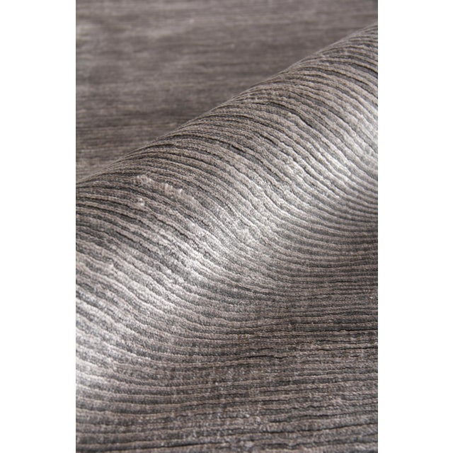 Not Yet Made - Made To Order Exquisite Rugs, Maxwell, Hand knotted, Bamboo/Silk, Silver/Dark Silver (8'x10') Area Rug For Sale - Image 5 of 6